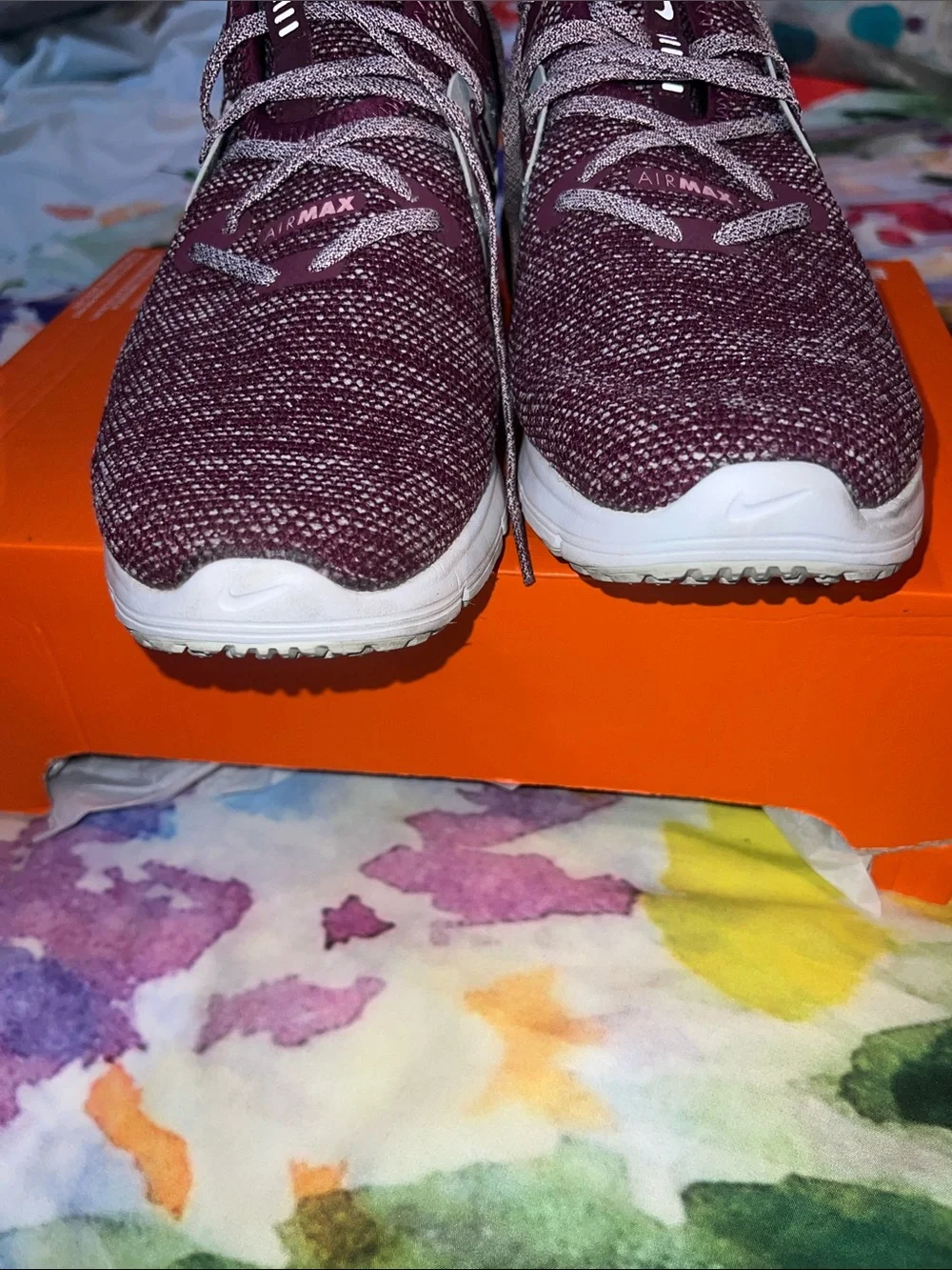 Nike Women's Air Max Knit Sneakers in Burgundy and Gray